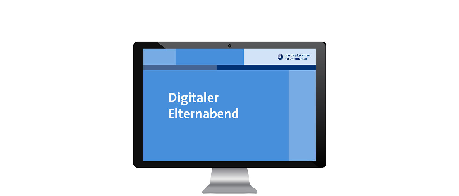 Foto eines Bildschirms mit der Seite "Digitaler Elternabend"