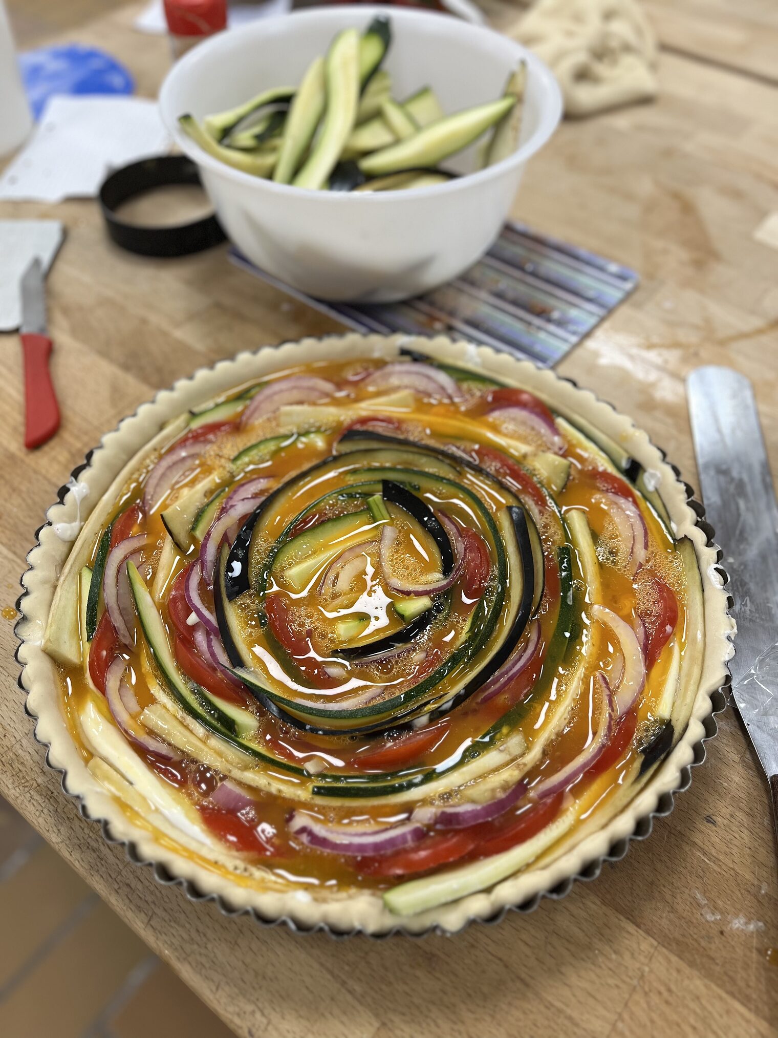 Draufsicht Ratatouille- Kuchen