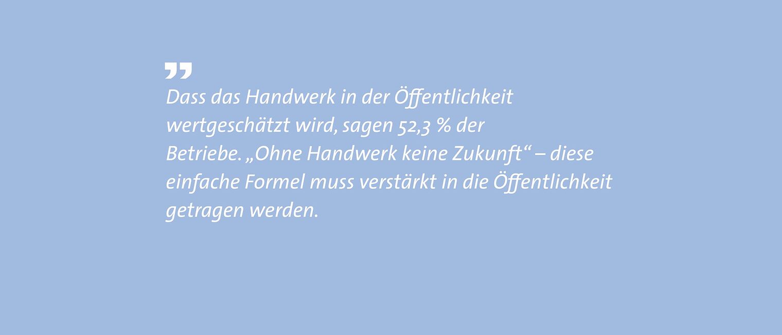 Screenshot eines Zitat öffentliche Wertschätzung des Handwerks, 52,3% "Ohne Handwerk keine Zukunft"