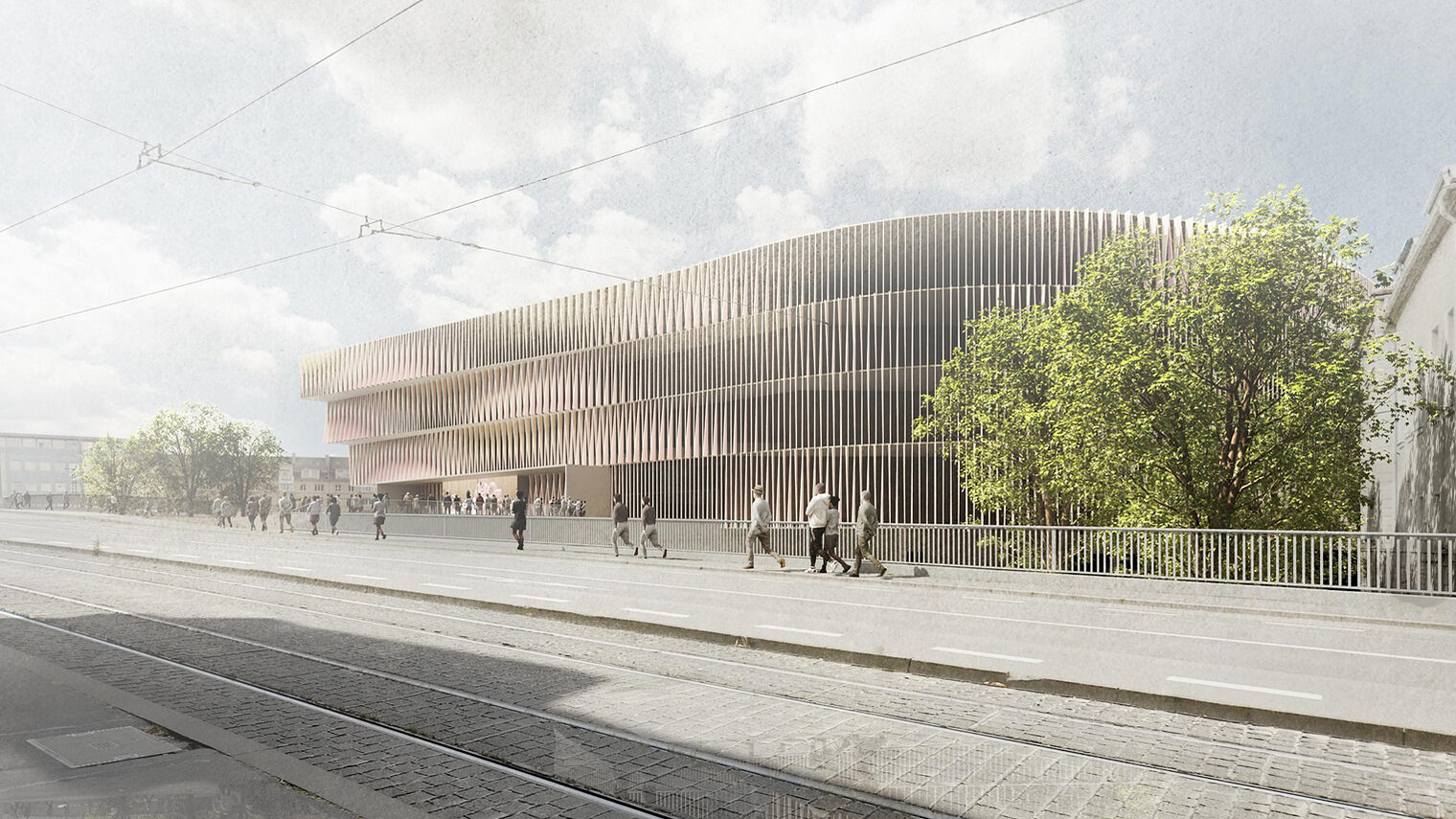 Arena Würzburg - Entwurf Brückner & Brückner Architekten, realistisches Foto eines 3-D Modells