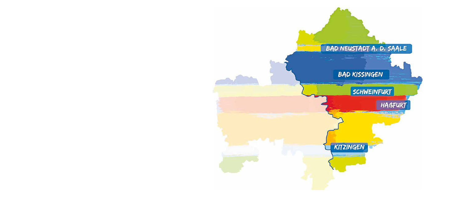 Ehrenamt Handwerk | Metzger-Innung Main-Rhön Grafik einer Karte von Unterfranken