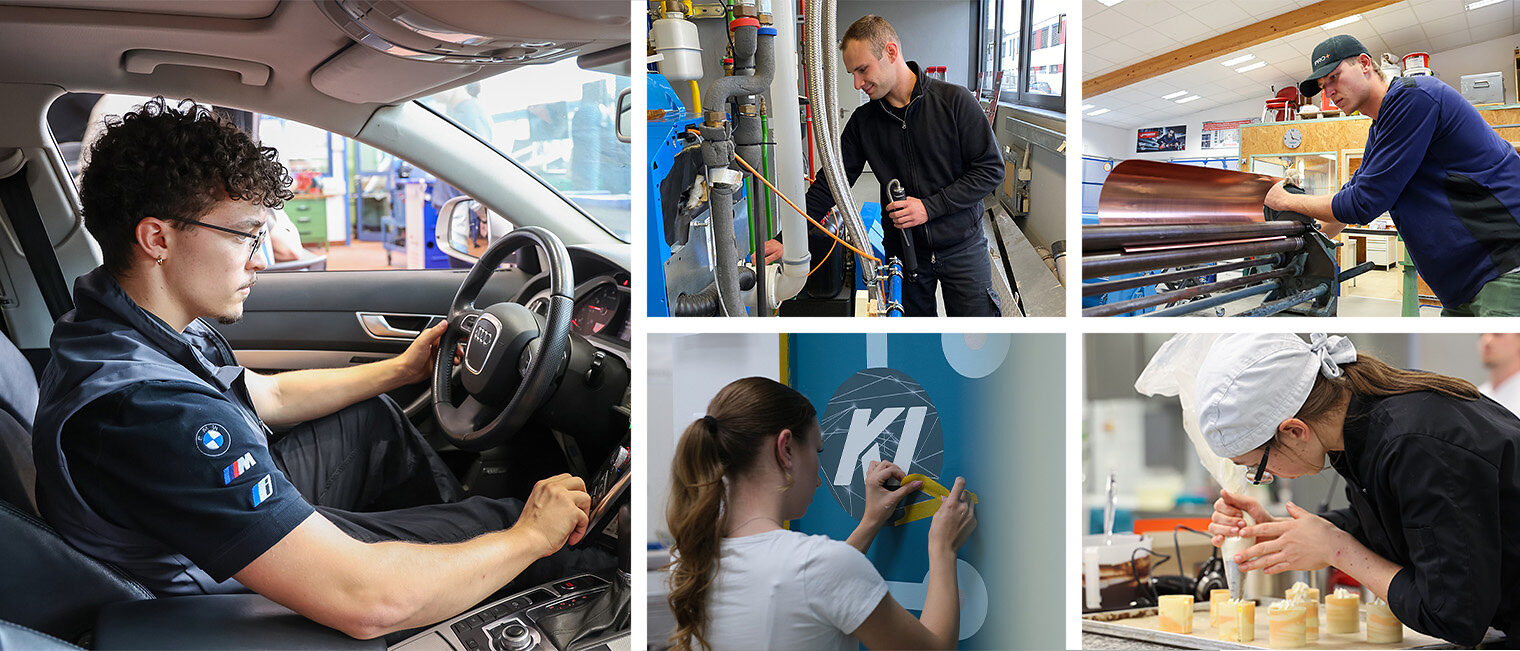 Deutsche Meisterschaft im Handwerk 2024 Collage mit verschiedenen Bildern von Handwerkern