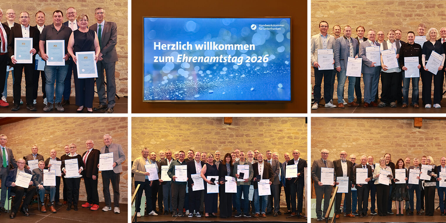 Collage mit Gruppenfotos der Ehrungsgruppen beim Ehrenamtstag 2026