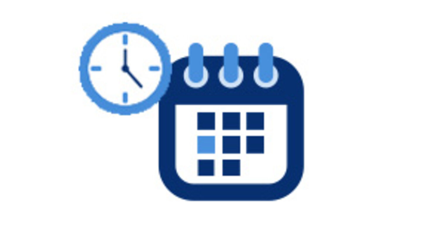Kalender- und Uhr-Icon für einen kompakten Tageskurs im Friseur-Handwerk